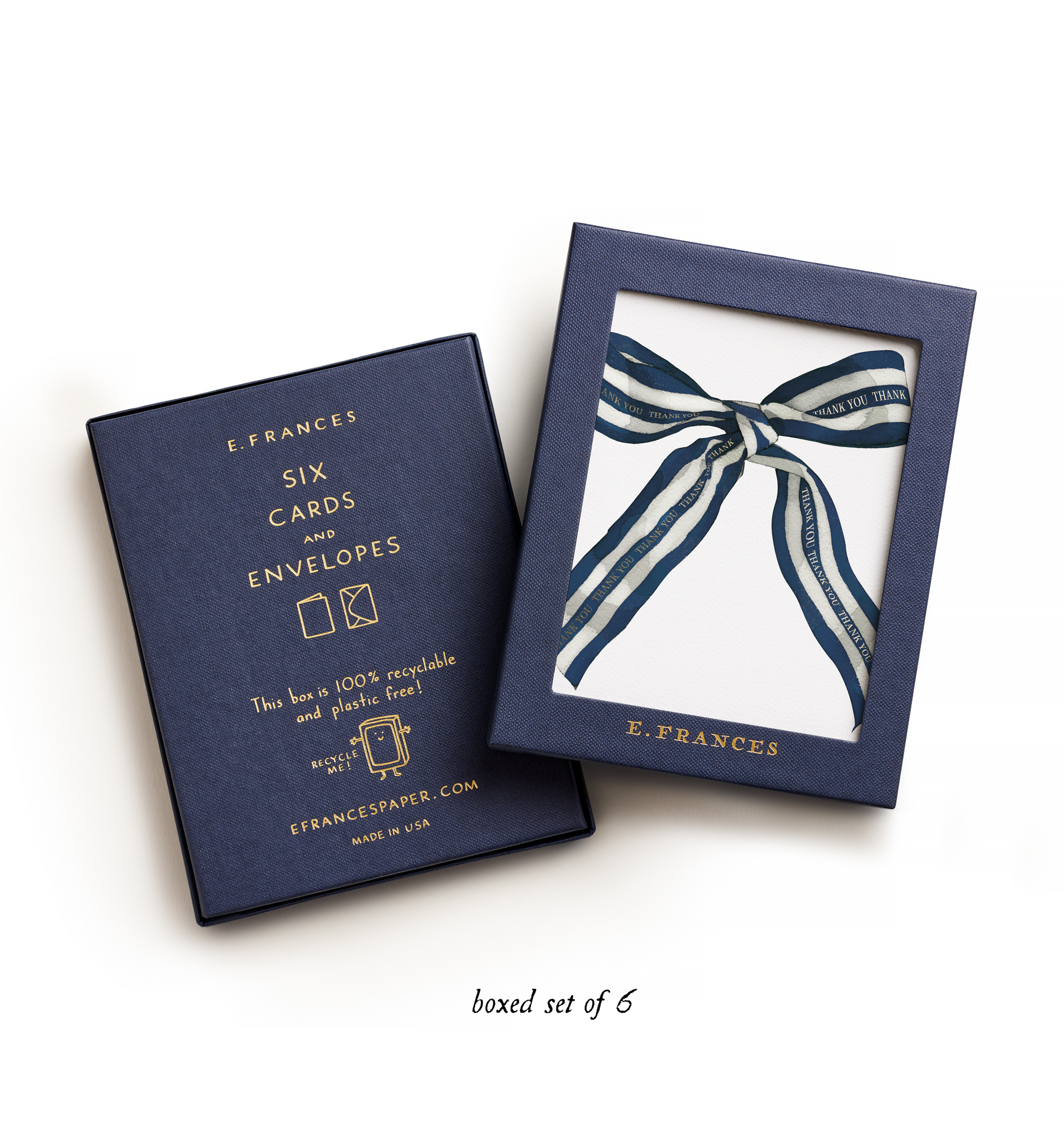 Big Navy Striped Bow Thank You