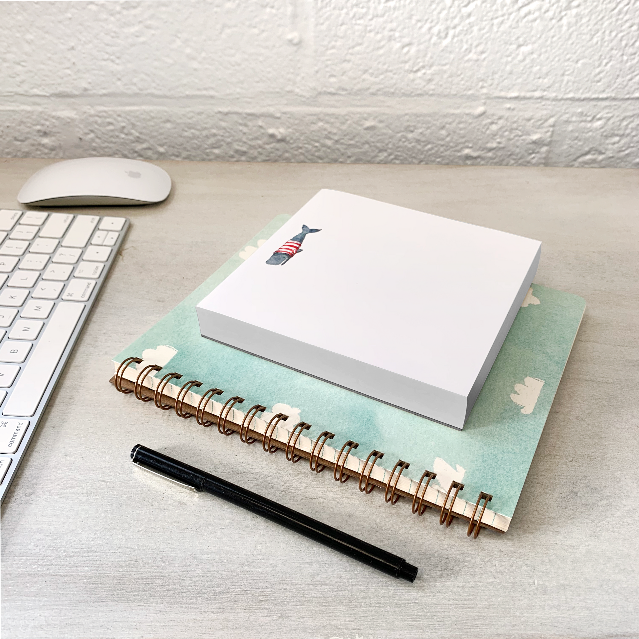 Stripey Frankie the Whale Chunky Notepad