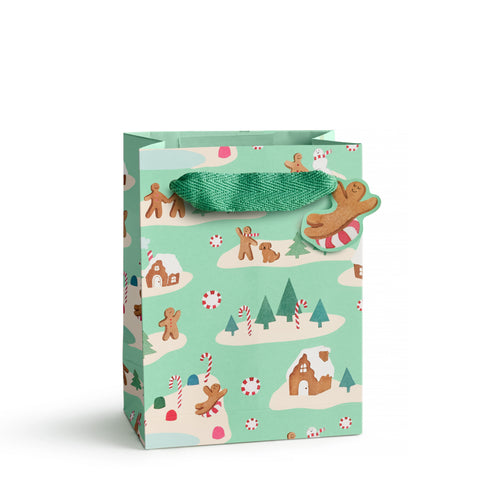Mint Gingerbread Village Gift Bag - Small