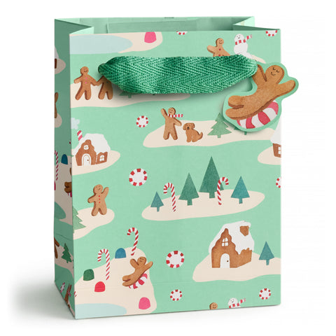 Mint Gingerbread Village Gift Bag - Small