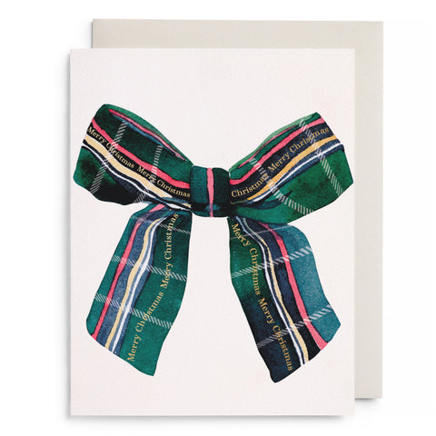 Christmas Plaid Bow Greeting Card