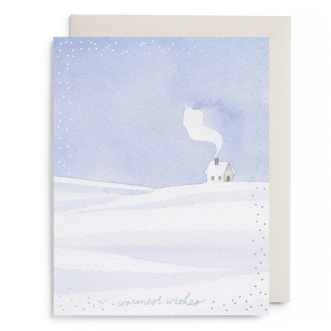 Snowy Cabin Holiday Greeting Card