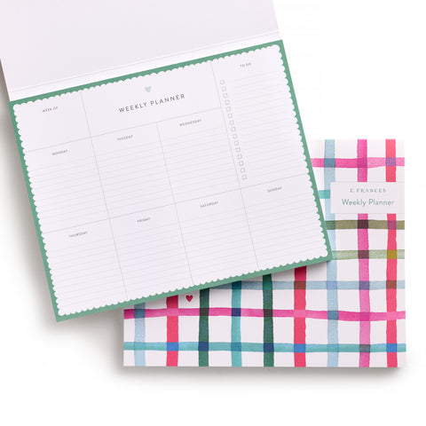 Happy Plaid Covered Weekly Planner