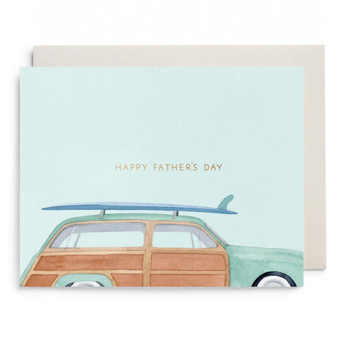 Woody Wagon Surf Dad Greeting Card