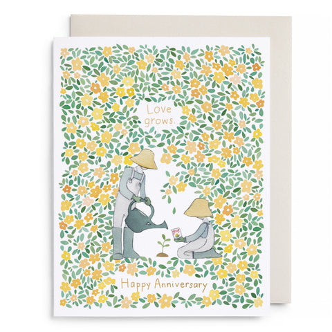 Yellow Garden Anniversary Greeting Card