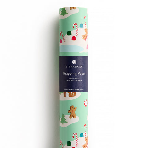 Mint Gingerbread Village Wrapping Paper Roll